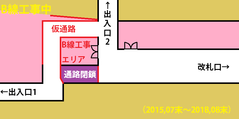 千川駅1番出入口通路の変更イメージ。
